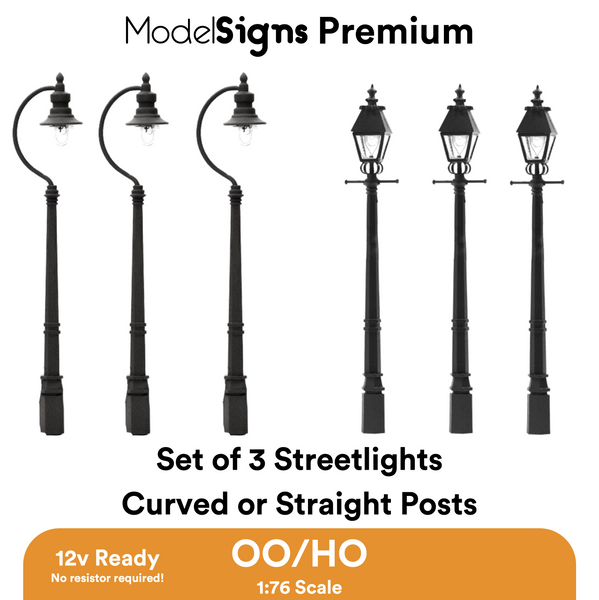 *New* ModelSigns Premium - 3x OO/HO Heritage Streetlights