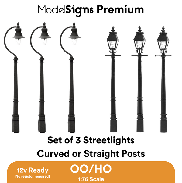 ModelSigns Premium - 3x OO/HO Heritage Streetlights