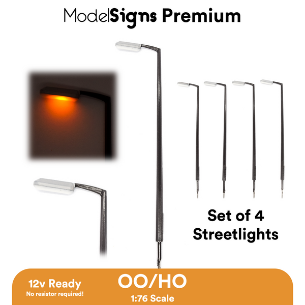 ModelSigns Premium - 4x OO/HO Classic Concrete Style Streetlights