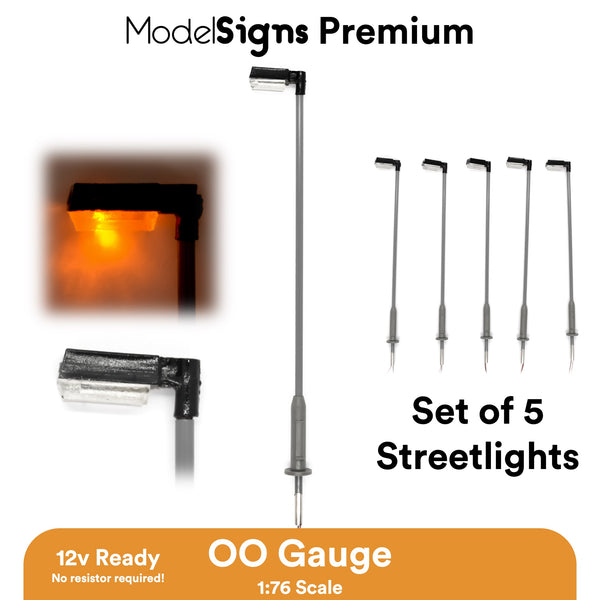 ModelSigns Premium - 5x OO Gauge LED Streetlights